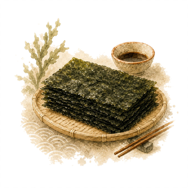 Morské riasy nori na sushi a polievky